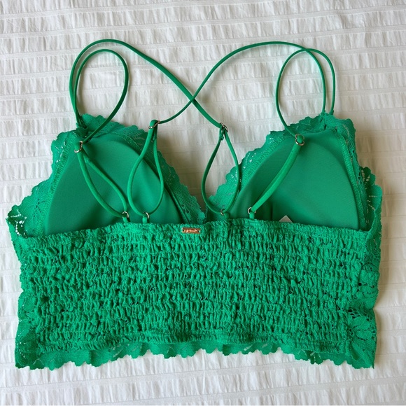 NWOT PINK Victoria's Secret Lace Longline Bralette in Kelly Green, L - Picture 7 of 14